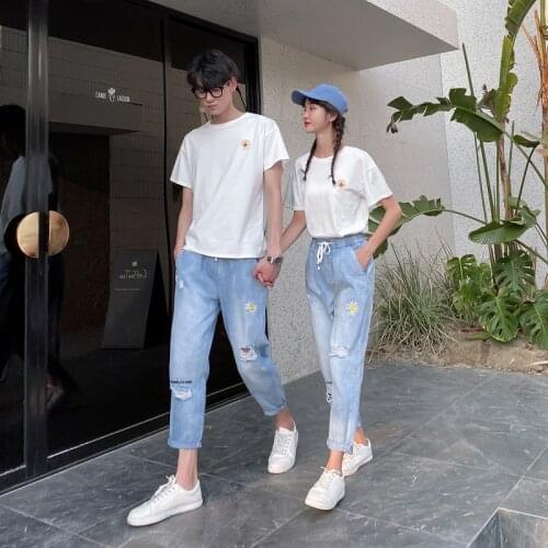 Couple outfit 2021 mens and womens T-shirt casual two-piece set couples clothes couples clothing