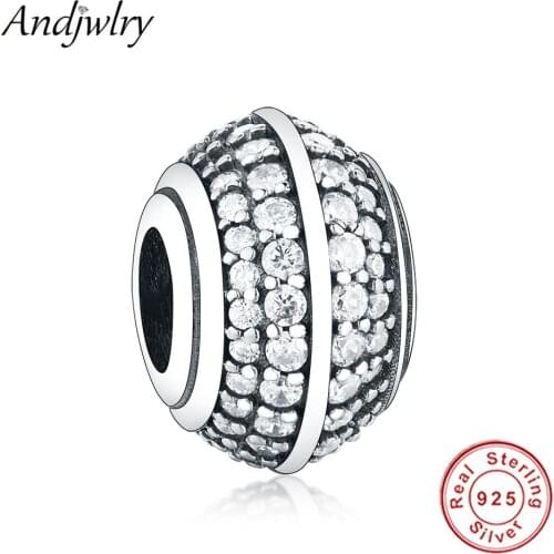 Fit Original Pandora Bracelet Silver 925 Beads Paved Clear Zircon Charms 925 Sliver Berloque DIY Jewelry Making Women Gift
