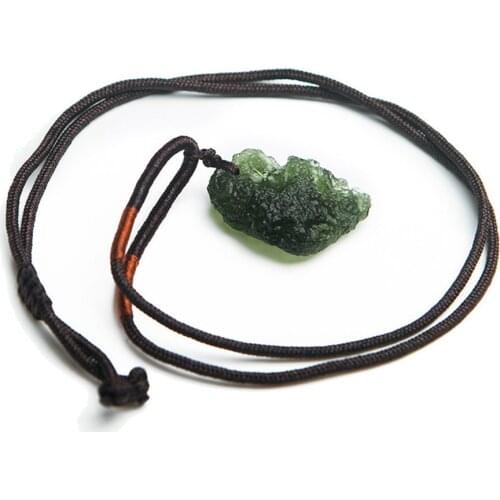 Genuine Natural Green Moldavite Crystal Stone Charm Women Necklace pendant 33*24*12mm