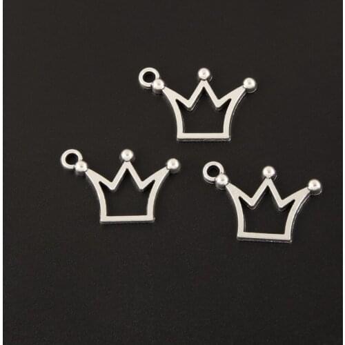 50pcs Silver Color Mini Hollow Princess Crown Charms Prince Pendant DIY Handmade Craft Jewelry Making Findings
