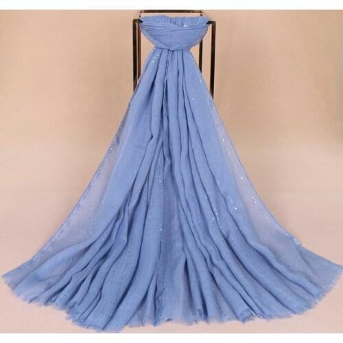 2020 Luxury Spring Summer Women Foulard Cotton Linen Bling Sequined Hijab Shawl Scarves New Lady Fold Wrap Head Cover Silk Scarf