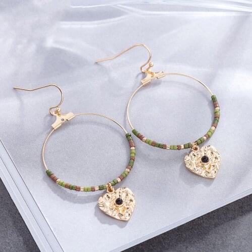 Beads Hoop Earrings for Women Heart Earring Gold Color Womens Earring Beautiful unicorn boucle orbellen Pendientes Jewellery