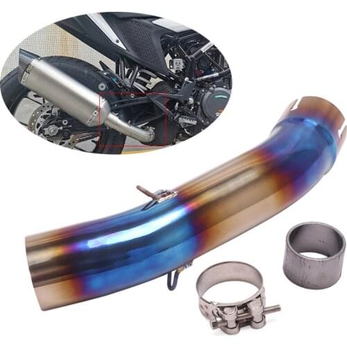 Blue Titanium Alloy Middle Pipe Motorcycle 51mm Muffler Modified Reserve Catalyst Exhaust for Duke 250 390 Adventure 2020 2021
