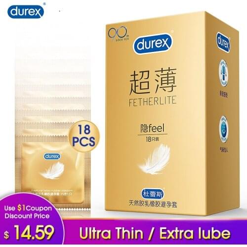 Durex Condoms Ultra Thin Natural Latex Extra Lubricant Condoms Penis Sleeve Condoms Intimacy Products Adult Sex Toys for Men