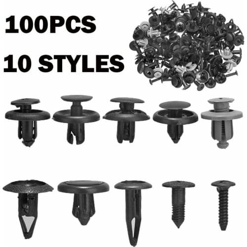 100pcs Universal Car Retainer Clips Trunk Screw Rivets Auto Bumper Fender Push Pin Plastic Rivets Fastener Clips Assortment Kit