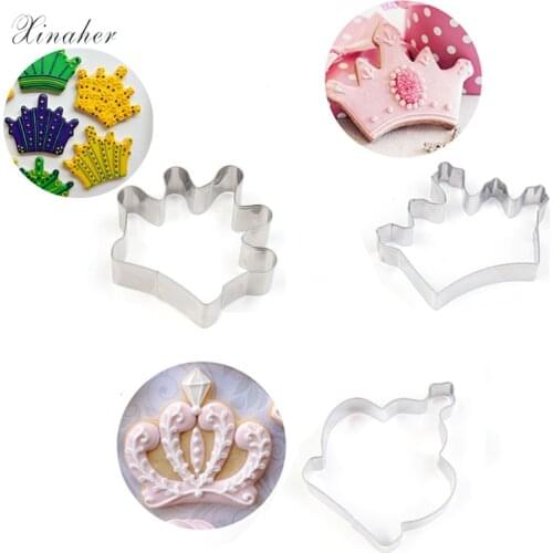 XINAHER Stainless Steel Princess Crown King Queen Party Cookie Cutter Cake Biscuit Baking Tool Mold Baking Tools For Cakes