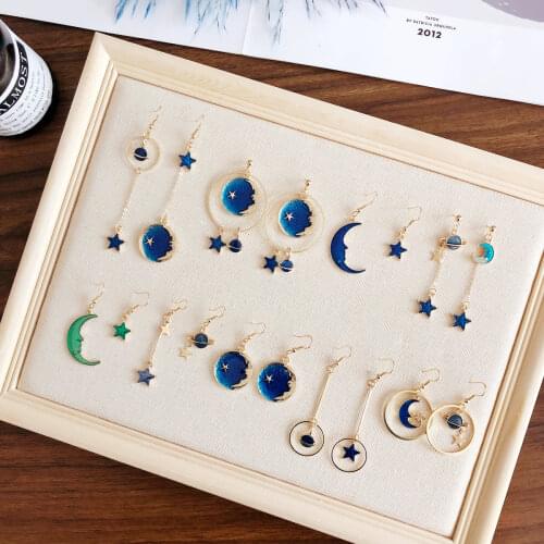 Doreen Box New Butterfly Romantic Starry Sky Series Earrings Symphony Star Moon Asymmetry Hook Earrings for Woman Girl Gifts