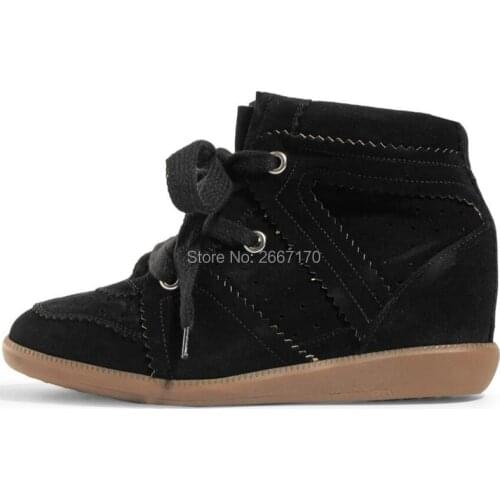 Femme Bottes Women Sneaker Boots Height Increasing Ankle Boots Round Toe Wedges Boots Lace Up Casual Shoes Snow Boots Women