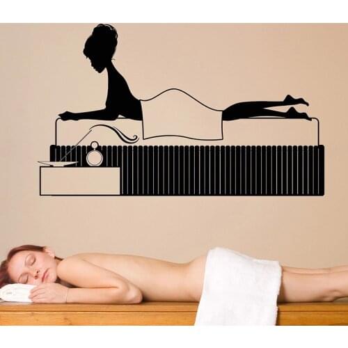 120x72cm Vinyl Wall Decal Spa Massage Center Woman Art Murals Decals Beauty Health Stickers Unique Wall Decor Shopwindow LC1505