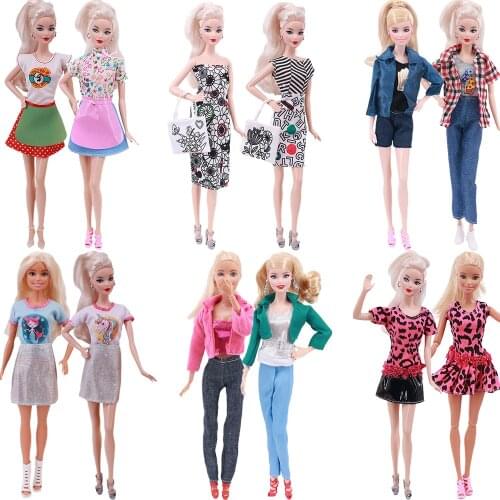 2 Pieces/Set Of Skirt Clothes For Barbies Mermaid Unicorn Print Denim Skirt 11.8 Inch Barbies Accessories,30Cm Doll Toy Gifts