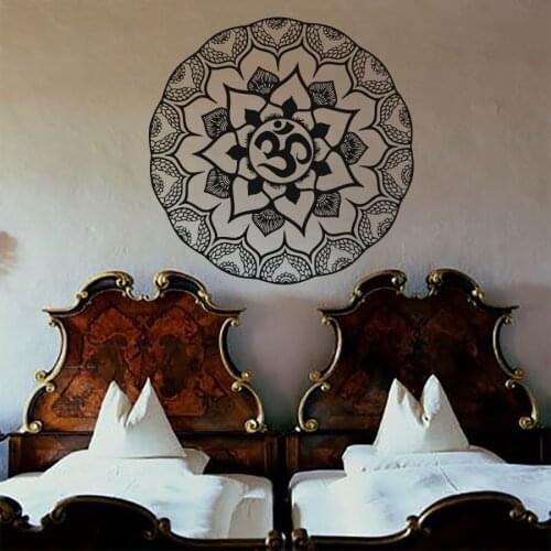22x22inch Belief Home Decal Yoga Mandala Flower Pattern Ornament Om Buddha Indian Removable Stickers CW-62