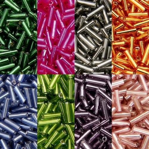 300Pcs 2x7mm Austria Crystal Long Tube Beads Lined Bugle Czech Glass Seed Spacer Beads For Jewelry Making DIY Garment Supplies