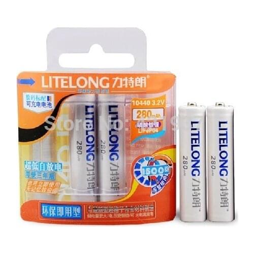 4pcs/lot 3.2V LiFePO4 AAA 10440 lithium Rechargeable Battery 280mAh 3 Years Warranty,not the cheap and fake capacity product