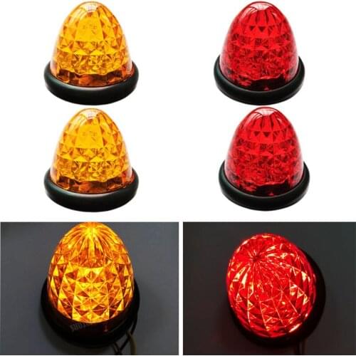 4X Red Amber Bus Truck Beehive Dome 16 LED Side Marker Brake Lights Cab Top Roof