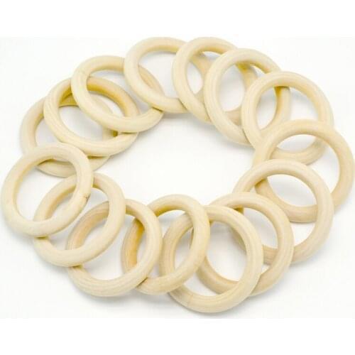 5pcs 55mm Baby Natural Teething Rings Wooden Necklace Bracelet DIY Crafts