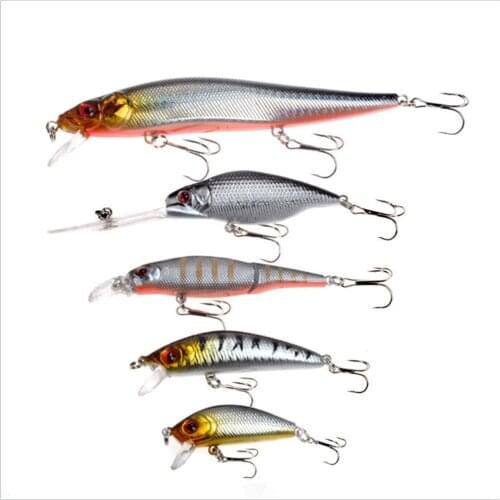 5pcs/lot Different Models Minnow Fishing Lures Kits 3D Eyes Hard Aritificial Wobblers Crankbait Plastic Baits For Bass Pike Fish