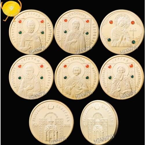 50 Rubles Russia Diamond-Set Commemorative Coin Our Lady of Russia Saint-Pantelemont St.Nicholas St.Sergey St.Polotsk Art Coins