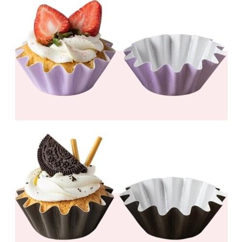 50pcs Wave Muffin Cupcake Liner Paper Coated Cups Cake Wrappers Baking Box Case Tea Party Great For cake breads dessert