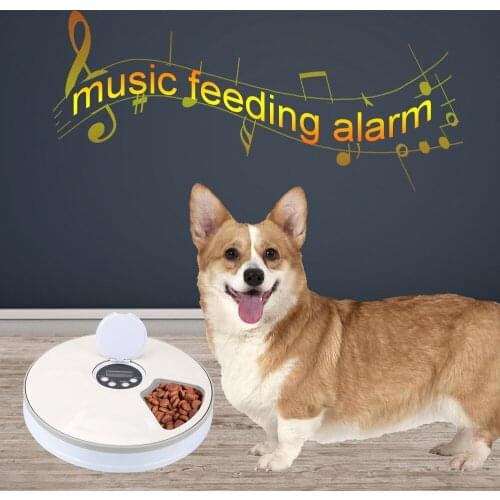 For Cat Dog 6 Meals 6 Grids Pet Automatic Feeder Round Timing Feeder Electric Dry Wet Food Dispenser With Voice Recorder