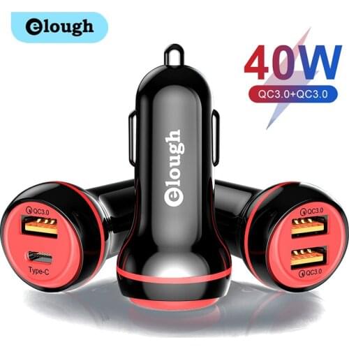 Elough 40W USB Car Charger USB Type C Quick Charge 3.0 QC PD 3 0 Fast Charge Mini Car Mobile Charger For iPhone 12 Xiaomi Poco