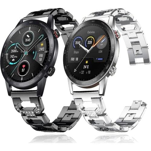 20mm 22mm Diamond Metal Wrist Strap for HONOR Watch Magic 2 42mm 46mm Band for Honor ES /GS Pro Watch Stainless Steel Bracelet