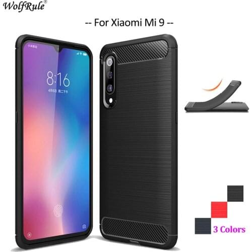 Carbon Fiber Phone Case For Xiaomi Mi 9 Case Soft TPU Back Cover For Xiaomi Mi 9 Mi9 Rugged Protective Phone Bumper 6.39