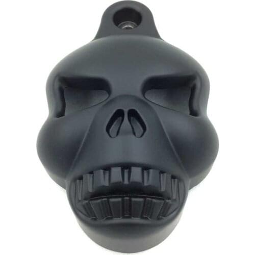 Black / Chrome Skull Horn Cover Billet For 1992-2013 10 11 12 Harley Big Twins V-Rods Stock Cowbell Horns Cylinders Motorcycle