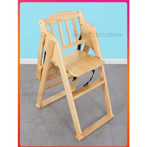 Baby Dining Chair Eating Baby Stool Children Dining Table Chair Solid Wood Portable Folding Back Fall Proof Multifunctional Bb S