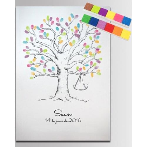 Guest Book Baby Shower Fingerprint Painting Birthday Kids Communion Baby shower Fingerprint Tree first communion paint souvenirs
