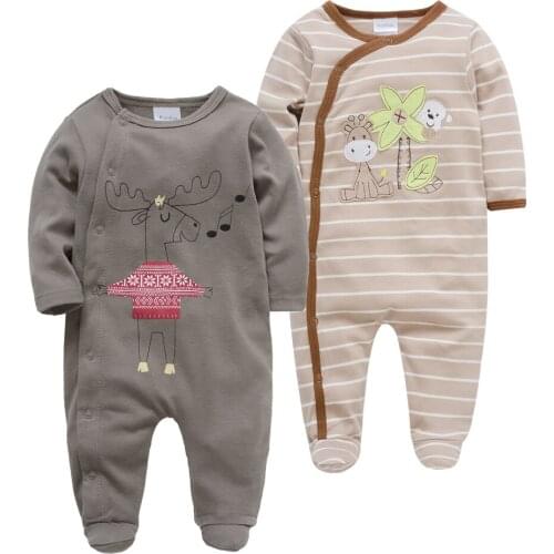 Kavkas baby rompers set Baby Boys Clothes Full Sleeve 100%Cotton Cartoon Print Overalls Roupas Bebe De Newborn Baby Girls Onesie