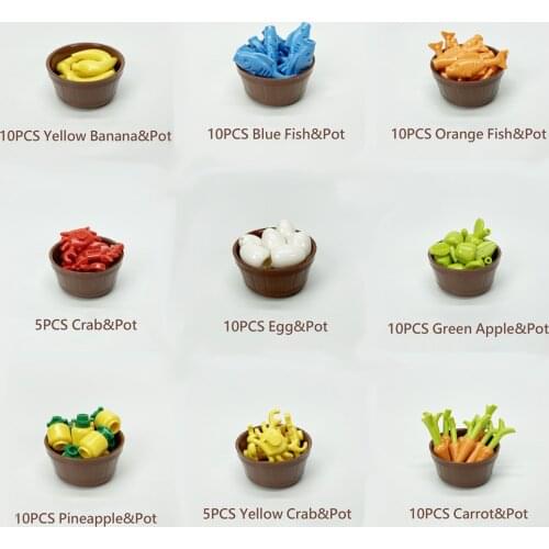 Fruit Food&Tub Pot Building Blocks Compatible Major Brand Kids Assembled Toys 64951 Early Learning MOC Handmade Design