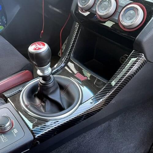 LHD!! For Subaru WRX STi 2014-2019 Carbon Style Gear Box Panel Circle Frame Both Sides Decoration Cover Trim Car Styling