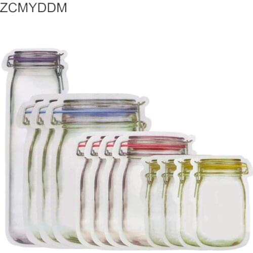 ZCMYDDM Reusable Mason Jar Bottles Bags Food Storage Bags Snack Saver Bag Zipper Sealed DIY Kitchen Organizer