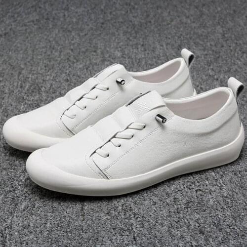 2012Genuine Leather Shoes Men Sneakers Casual Male Footwear Fashion Brand White Shoes Mens Cow Leather White Sneakers Size 38-44
