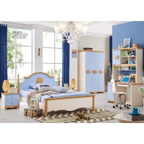 JLMF3362 Modern bedroom furniture set solid wood healthy children bedroom furniture set bed wardrobe desk bedside table chair