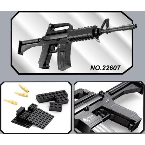22607 New 524pcs Classic Arms M16 Assault Rifle Gun Weapon 1:1 Lifelike Model Building Blocks Kids Jigsaw Toys Birthday Gifts