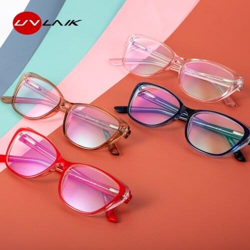 UVLAIK Flat Light Cat eye Glasses Women Metal Core Eyeglasses frame Spring Hinge Optical Custom prescription Glasses Lenses