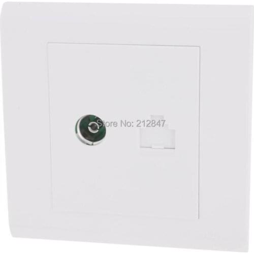 Office White Computer Television TV RJ45 Network Outlet Wall Panel Plate