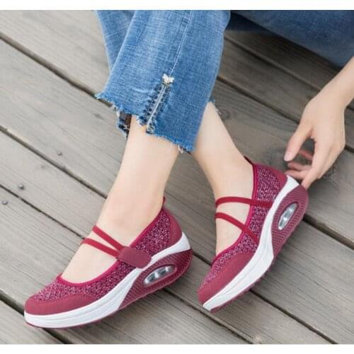 Autumn Spring Women Flats Shoes Platform Sneakers Shoes Woman Leather Suede Casual Shoes Slip On Flats Mesh breathable shoes