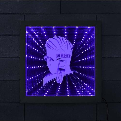 Barber Shop Hairstylist Sign Lighted Artwork LED Infinity Mirror Neon Light Optical Illusion Tunnel Lamp Hairdresser Barber Gift
