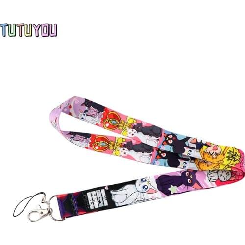 PC2989 Fashion Cartoon Moon Girl Creative Lanyard Badge ID Lanyards Mobile Phone Rope Key Lanyard Neck Straps Accessories