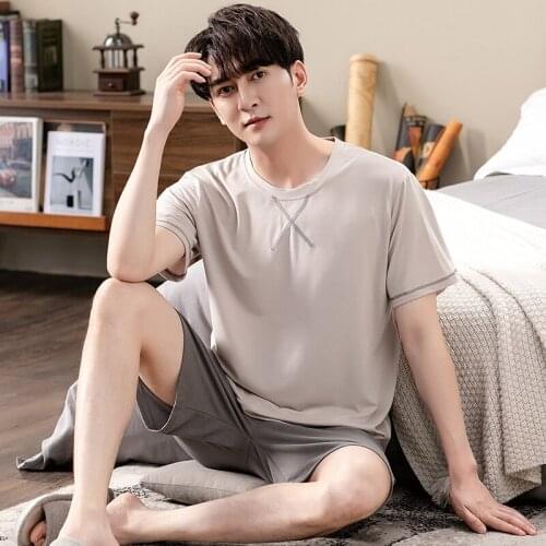 New 2021 Summer Men Pajamas Short Sleeve Male Pajama Set Men Modal Cotton Pajamas For Men Sleepwear Suit Homewear Plus Size 4XL