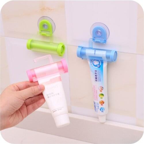 Plastic Rolling Tube Squeezer Toothpaste Dispenser Sucker Holder Dental Cream Bathroom Manual Syringe Gun Dispenser