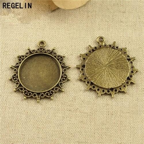 REGELIN Spacers Jewelry Findings Vintage Antique Bronze/Antique Silver Pendant Setting inner 25 mm Tray For cabochon Accessories