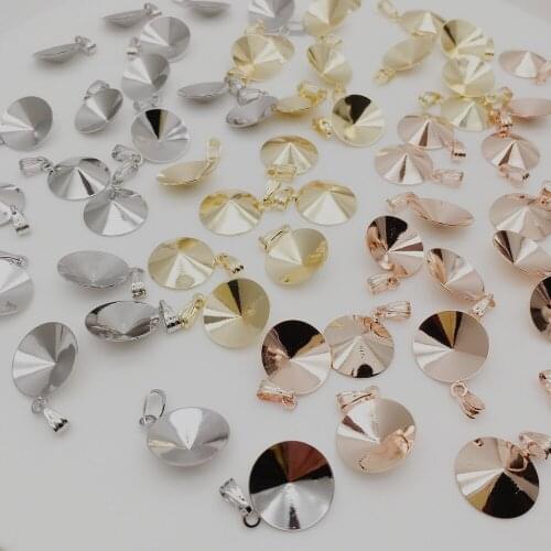 14mm 12mm 10mm 8mm Rivoli Pendants Base Findings 1122 Austrian Crystal Copper Settings With For Jewelry DIY Making