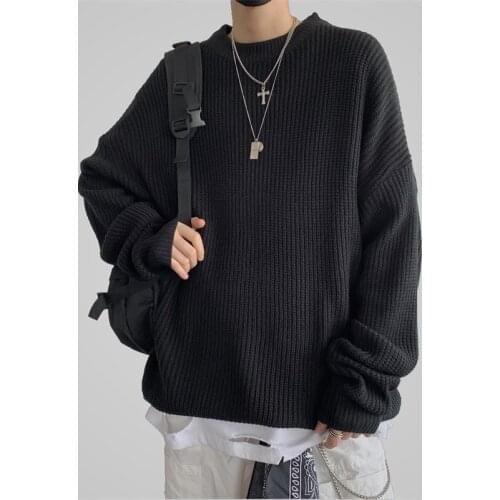 Autumn Winter O-neck Men Cotton Pullover Warm Solid Spacious Comfortable Clothes Knitted Casual Sweater
