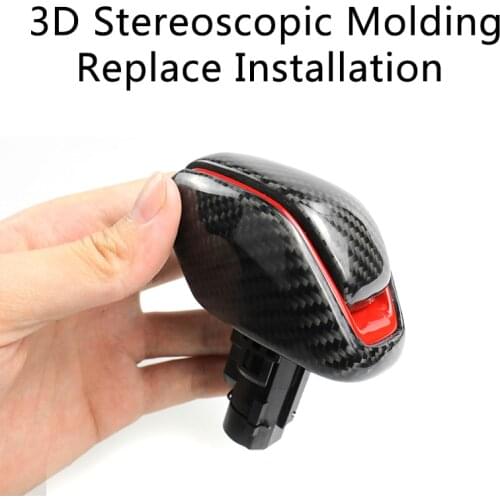 QHCP Car Gear Shift Knob Stick Lever Head Suede Real Carbon Fiber Leather Replace Part Fits For Toyota RAV4 Wildlander 2020 2021