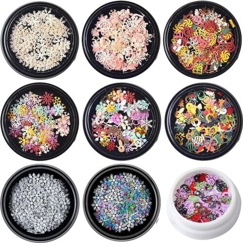 Christmas Santa Claus Snowflake Wood Pulp Nail Art Decorations DIY 3D Nail Rhinestones Accessories Jewelry Tools Nails Art Decor