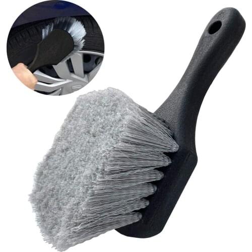 2PCS Car Wheel Wash Brush Long Soft Bristle Tire Rim Cleaning Brush With Handle For Engine Exhaust Tips Grills Motorcycle