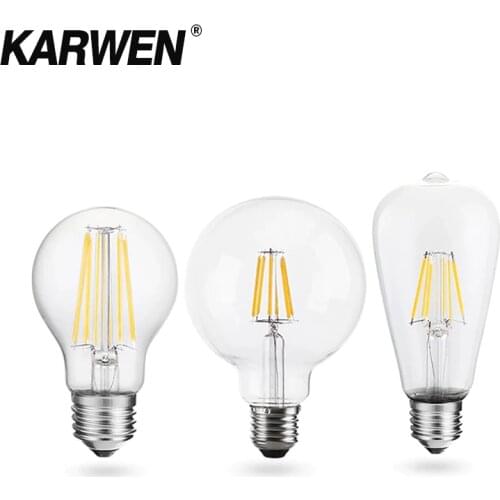 Retro Edison LED Filament Bulb E27 E14 Lamp 4W 6W 220V-240V Light Bulb C35 G45 A60 ST64 G80 G95 Glass Bulb Vintage Candle Light